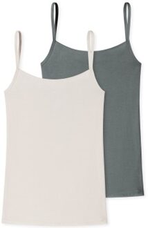 Schiesser 2 stuks Modal Essentials Spagetti Top Versch.kleure/Patroon,Groen,Wit - 44