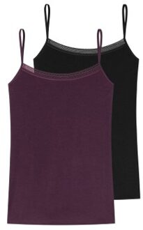 Schiesser 2 stuks Spagetti Top Lila,Zwart,Versch.kleure/Patroon - 40,42,44,46