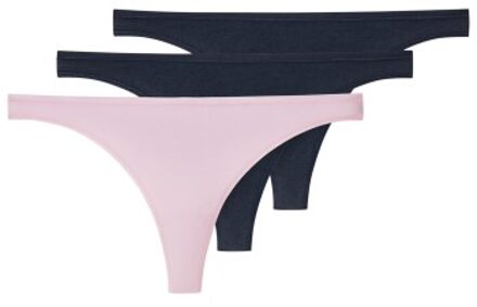 Schiesser 3 stuks 95-5 Organic Cotton Thong Versch.kleure/Patroon,Blauw,Rood,Zwart,Roze - 34,36,38,40,42,44