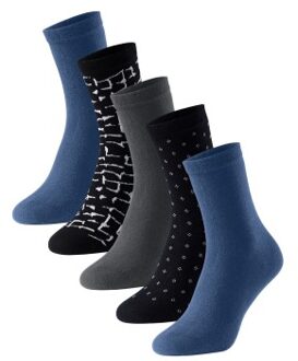 Schiesser 5 stuks Women Blue Bird Socks Zwart,Blauw - Maat 35/38,Maat 39/42