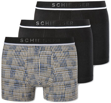 Schiesser boxershorts 95/5 zwart-print 3-pack - L