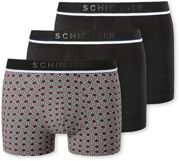 Schiesser boxershorts 95/5 zwart-print 3-pack - M