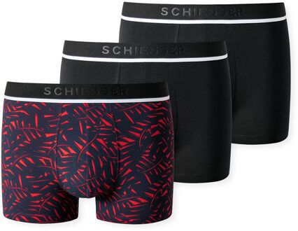 Schiesser boxershorts 95/5 zwart-print 3-pack - M