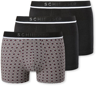 Schiesser boxershorts 95/5 zwart-print 3-pack - S