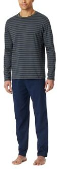 Schiesser Casual Essentials Long Pyjama Round Neck Grijs,Blauw - Small,Medium,Large,X-Large,XX-Large,3XL,4XL