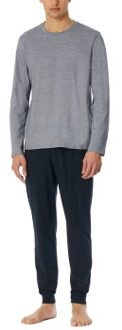 Schiesser Casual Essentials Long Pyjama With Cuffs Blauw - Small,Medium,Large,X-Large,XX-Large,3XL