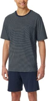 Schiesser Comfort Essentials Short Pyjama * Actie * Blauw - Small,Medium,Large,X-Large,XX-Large,3XL,4XL,5XL