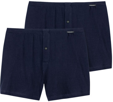 Schiesser Cotton Essentials boxershorts wijd (2-pack) - tricot - donkerblauw -  Maat: 4XL