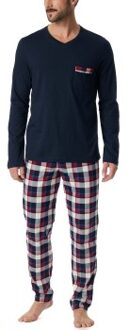 Schiesser Family Long Pyjama Versch.kleure/Patroon,Blauw,Rood - 56,58