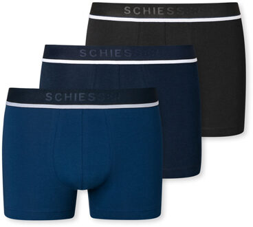 Schiesser Heren Shorts - 3 pack - Zwart - Donkerblauw - Blauw - Maat L