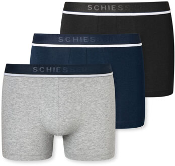 Schiesser Heren Shorts - 3 pack - Zwart - Donkerblauw - Grijs Melange - Maat L
