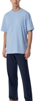 Schiesser Long Pyjamas With Short Sleeve * Actie * Blauw - 48,52,56