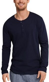 Schiesser Mix and Relax Long Sleeve Shirt Button Blauw - Small,Medium,Large,X-Large,XX-Large