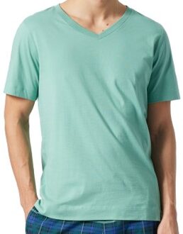 Schiesser Mix and Relax Organic V-neck T-Shirt * Actie * Groen - Medium,Large,X-Large,XX-Large,3XL