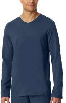 Schiesser Mix and Relax V-neck Long Sleeve * Actie * Blauw - Small,Medium,Large,X-Large,XX-Large,3XL
