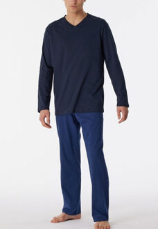 Schiesser pyjama blauw met geprinte broek - L