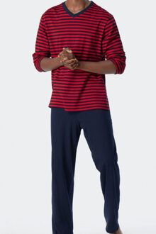 Schiesser Pyjama V-hals rood-blauw - XL
