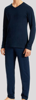 Schiesser Uncover pyjama met V-hals blauw - XL