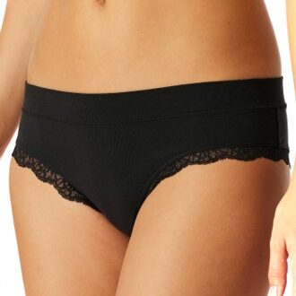 Schiesser Unique Cotton Lace Brazilian Brief Zwart - Small,Medium,Large,X-Large,XX-Large,3XL,4XL