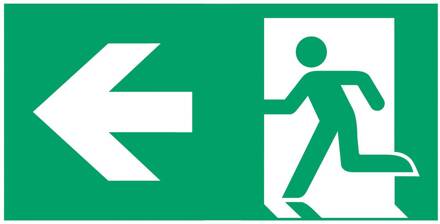 Schild vluchtroute type C voor E-Lux standaard wit, groen