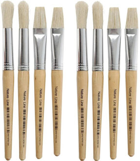 Schilder kwasten - 8x - varkenshaar - voor kinderen - penselen voor water en acryl verf