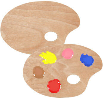 Schilder palet - 2x - hout - 20 x 30 cm - hobby - met duimgat - knutselen