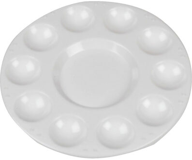 Schilder palet wit - 17 cm - 10x stuks - Schilderspaletten rond van kunststof - Schildermateriaal