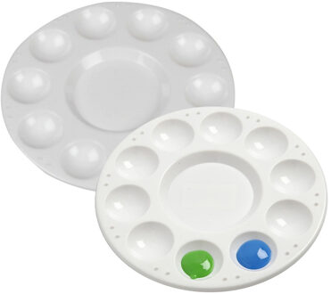 Schilder palet wit - 17 cm - 20x stuks - Schilderspaletten rond van kunststof - Schildermateriaal