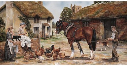 Schilderij Boerderij 40x80cm multi