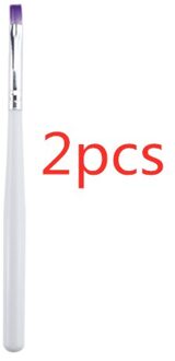 Schilderij Borstel Nail Art Uv Gel Manicure Wit Handvat Draw Pen Non-Roesten Nagellak Builder Gradiënt Manicure Nail art Tool 2stk