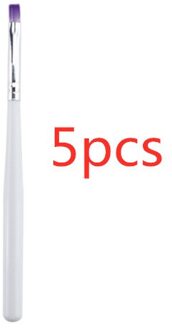 Schilderij Borstel Nail Art Uv Gel Manicure Wit Handvat Draw Pen Non-Roesten Nagellak Builder Gradiënt Manicure Nail art Tool 5stk