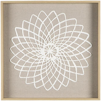 Schilderij Flower Off-white /glas - 50x50 Cm - MDF - Beige#Wit#Crème - 5.5x50x50 Cm