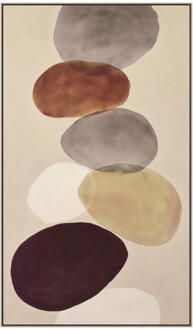 Schilderij Gekleurde Stenen FCL - 118x70 Cm - MDF - Bruin#Grijs#Crème - 3.7x70x118 Cm