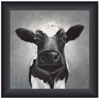 Schilderij Koe vooruit kijkend 40x40cm multi
