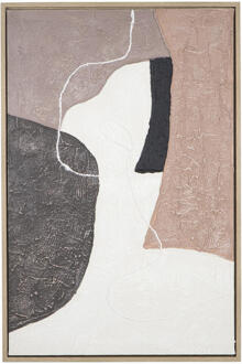 Schilderij Neva Zandkleur - 90x60 Cm - MDF - Beige#Crème#Grijs#Bruin - 3.8x60x90 Cm