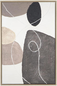 Schilderij Nevah Zandkleur - 90x60 Cm - MDF - Wit#Grijs#Zwart - 3.8x60x90 Cm
