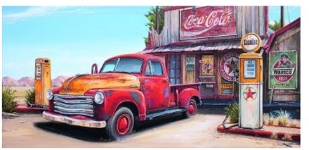 Schilderij Pick-up truck 40x80cm multi