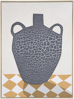 Schilderij Vase Off-white - 60x45 Cm - MDF - Geel#Crème#Grijs - 2.5x45x60 Cm