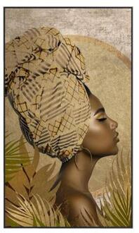Schilderij Vrouw shawl fcl - 118x70 cm - Leen Bakker Bruin - 70 x 118