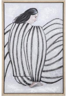 Schilderij Woman - Multikleur - 60x40 Cm - Hout/Canvas - Zwart#Wit - 3.8x40x60 Cm