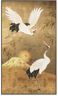 Schilderije Kraanvogel - Multikleur - 118x70 Cm - Canvas - Zwart#Goudkleurig