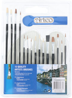 Schilderset met kwasten en palet 16-delig