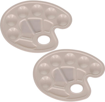 Schilderspalet - 2x - 17 x 23 cm - kunststof - 10 mengbakjes - palet voor verf - schilderen