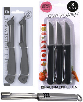 Schilmesjes/aardappelmesjes set 6-delig - voor schillen en snijden - kunststof/RVS - Schilmessen Multikleur