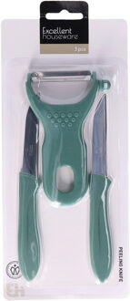 Schilmesjes Set ? 3-delig ? Groen ? RVS ? Dunschillers ? Keukengerei