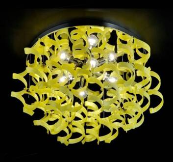 Schitterende plafondlamp YELLOW, diameter 70 cm geel, chroom