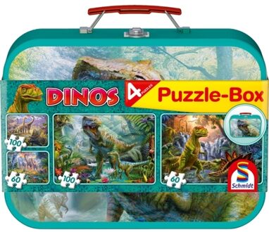 Schmidt Dino's puzzle-box - 2x60 en 2x100 stuks