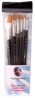 Schmink / grimeer penselen - set van 6x - platte schuine punt - diverse maten Multi