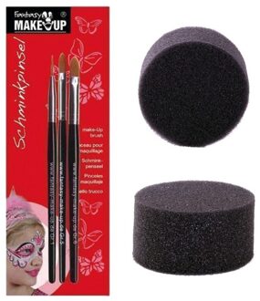 Schmink / make up setje - 2 sponzen - 3 penselen - Schminken - grimeren - universeel Multi
