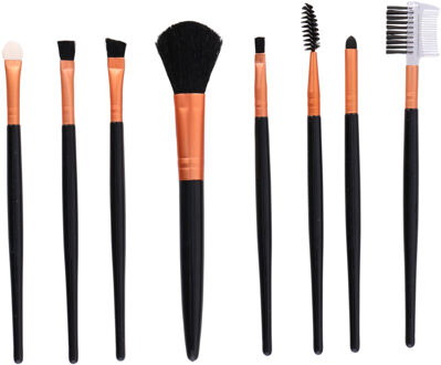 Schmink penselen - 8x stuks - kwasten setje - cosmetica en schmink - oranje - synthetisch